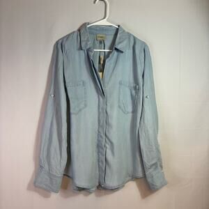 NWT Elie Tahari Blue Casual Button Down Tencel Shirt Size XL S0366